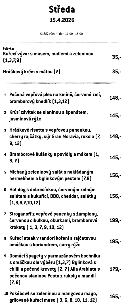 Menu na dnešek